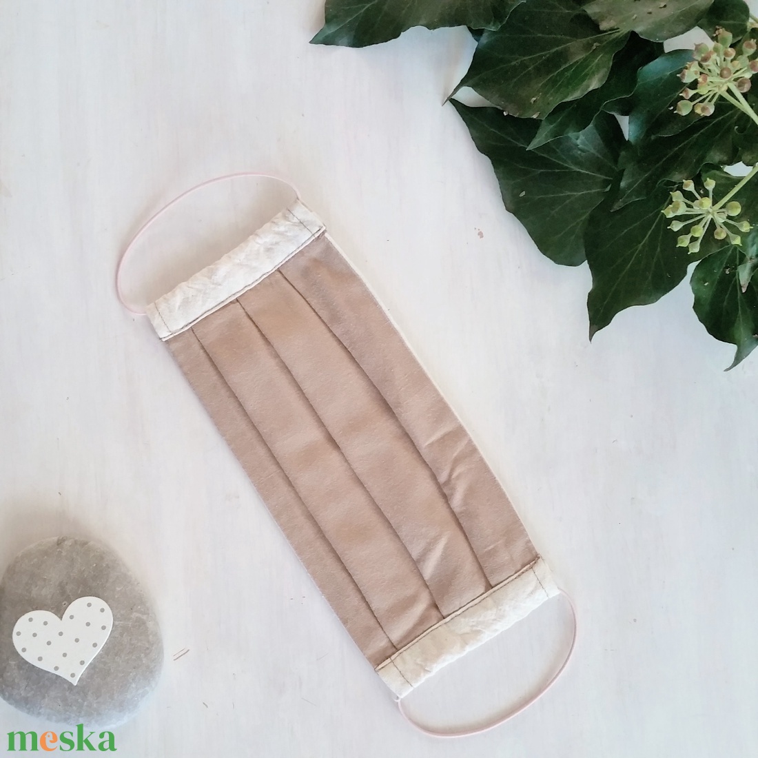 Drapp maszk - 2 rétegű arcmaszk - bézs női férfi szájmaszk - 100% pamut  - ruha & divat - maszk, arcmaszk - férfi & uniszex - Meska.hu