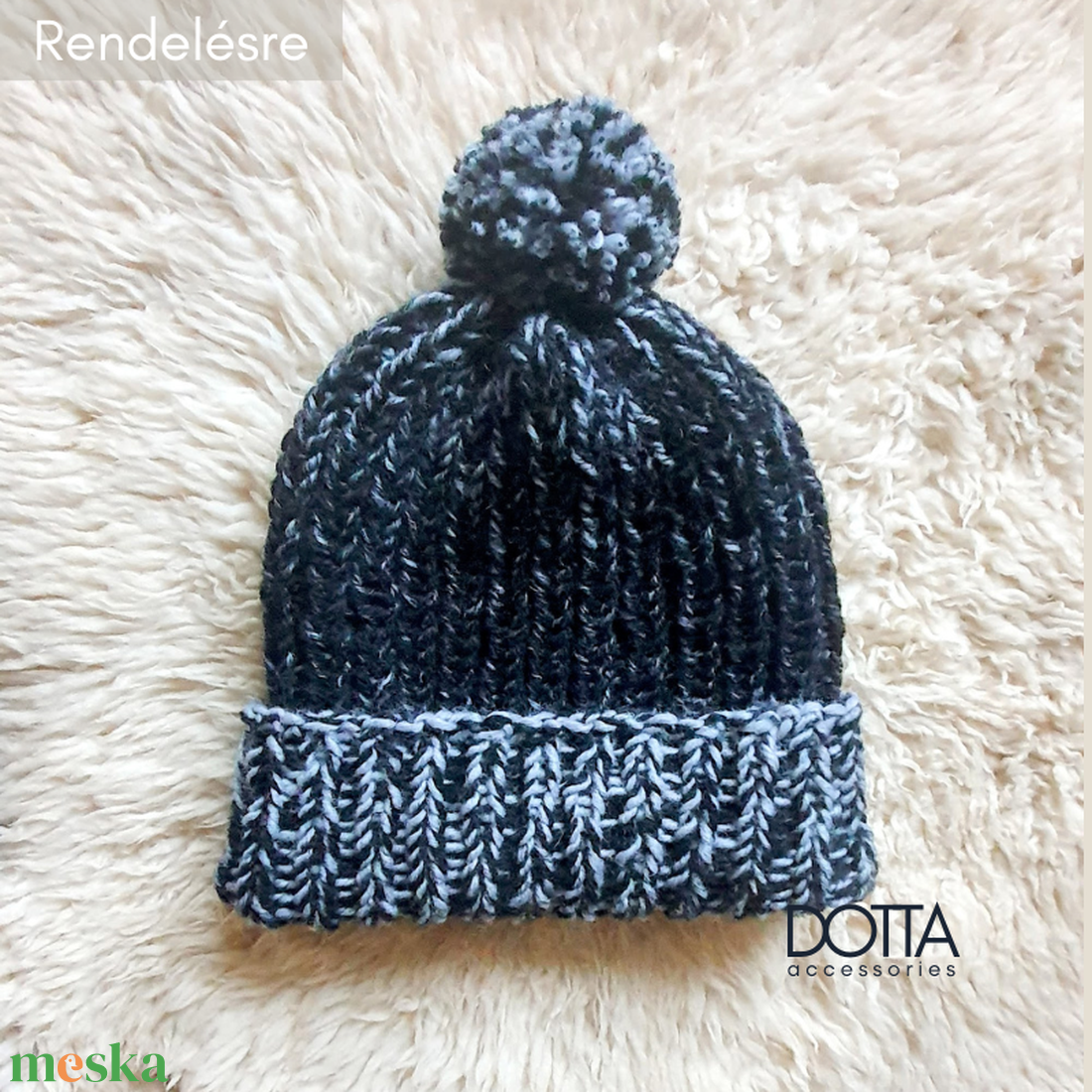 Gabriele kötött férfi sapka - unisex beanie sapka - meleg puha téli bojtos pompomos sapka - ruha & divat - sál, sapka, kendő - sapka - Meska.hu