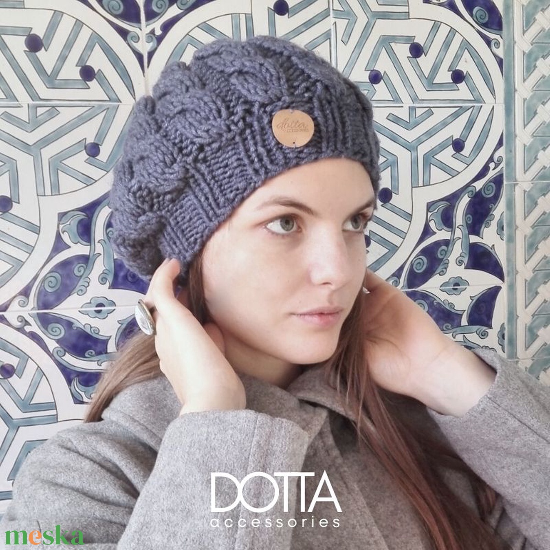 Dotta sapka sál szett - farmerkék puha meleg fonalból - kézzel kötött vastag gyapjús fonalból - ruha & divat - sál, sapka, kendő - sapka & sál szett - Meska.hu