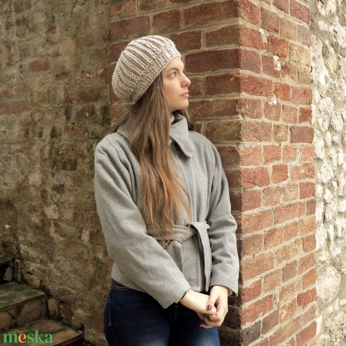 Retro kötött sapka - világos színekben - kézi kötött téli meleg vastag női beret - ruha & divat - sál, sapka, kendő - sapka - Meska.hu