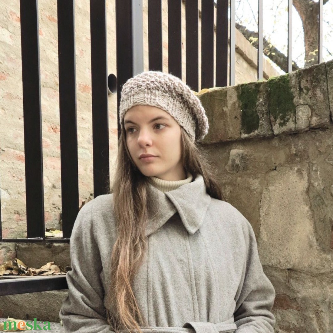 Svájci barett sapka - francia beret vastag gyapjús fonalból - szürke téli slouchy sapi - ruha & divat - sál, sapka, kendő - sapka - Meska.hu