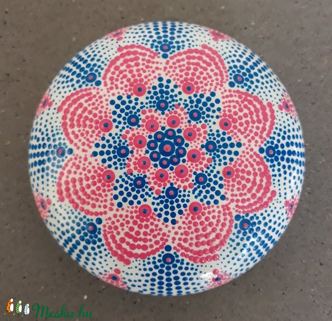 Kék és rózsaszín csoda - pontozott mandala festés - otthon & életmód - dekoráció - dísztárgy - Meska.hu