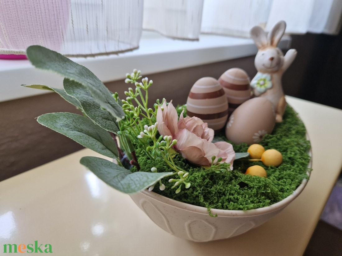 Húsvéti asztaldísz nyuszival � pasztell tavaszi dekoráció, kézzel készített húsvéti lakásdekor - otthon & életmód - dekoráció - asztal és polc dekoráció - asztaldísz - Meska.hu