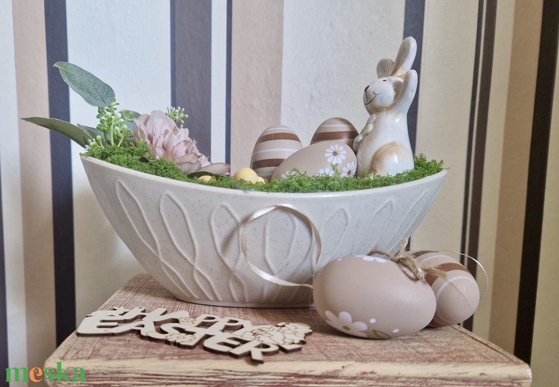 Húsvéti asztaldísz nyuszival � pasztell tavaszi dekoráció, kézzel készített húsvéti lakásdekor - otthon & életmód - dekoráció - asztal és polc dekoráció - asztaldísz - Meska.hu