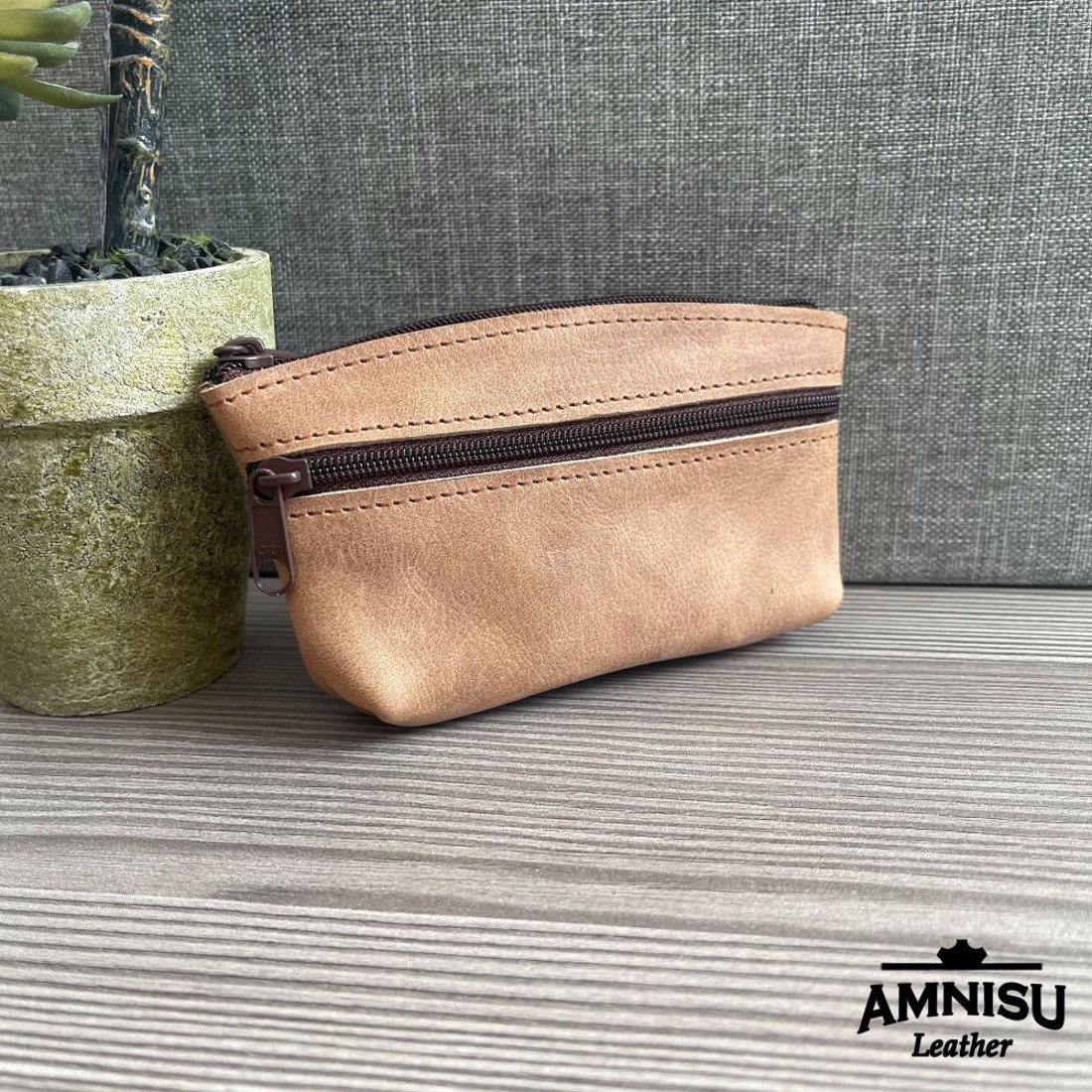 Koptatott barna kettő cipzáras kulcstartó B9010 - táska & tok - kulcstartó & táskadísz - kulcstartó - Meska.hu