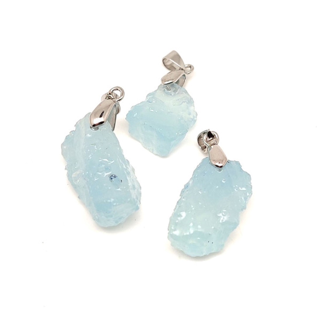 Nyugodt erő akvamarin nyers medál 20�35mm - ékszer - nyaklánc - medál - Meska.hu