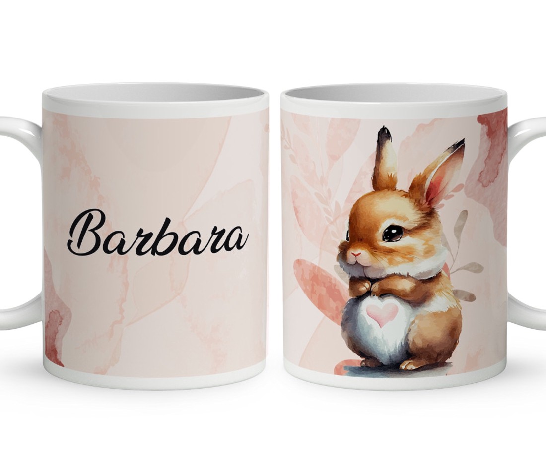 Kérd a neveddel - Szíves pocakú nyuszika mintás bögre - otthon & életmód - konyhafelszerelés, tálalás - tálalás - bögre & csésze - Meska.hu