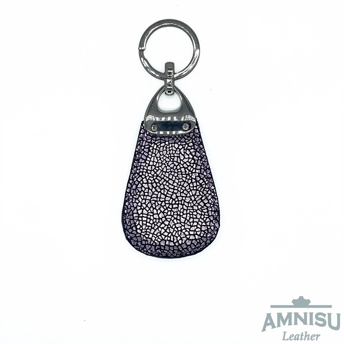 Metál lila mozaik mintás csepp alakú swarovski köves bőr kulcstartó H4028 - táska & tok - kulcstartó & táskadísz - kulcstartó - Meska.hu