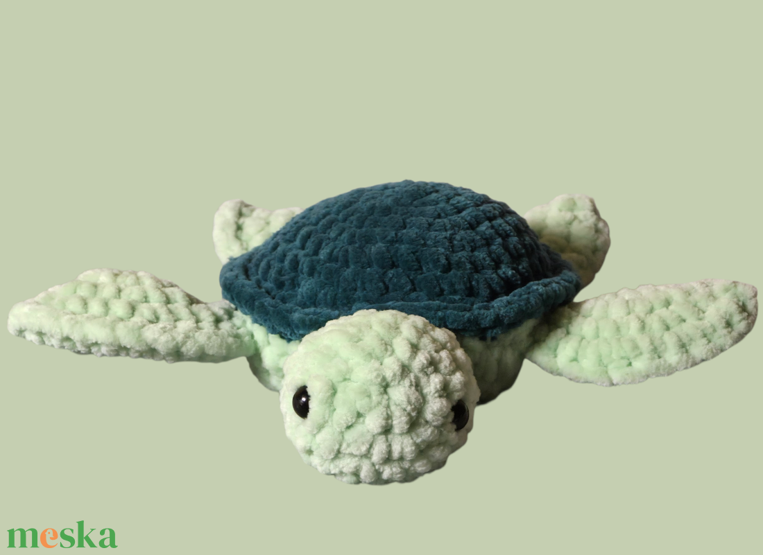 Horgolt zöld teknős - játék & sport - plüssállat & játékfigura - teknős - Meska.hu