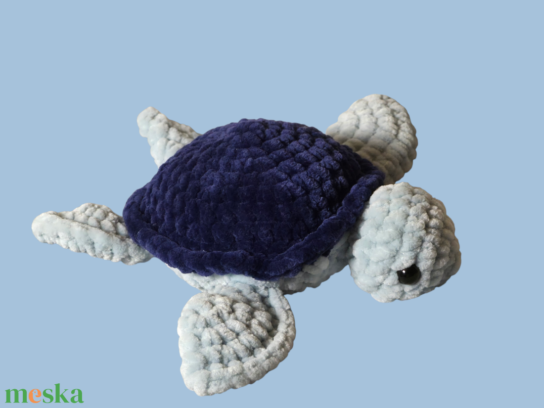 Horgolt kék teknős - játék & sport - plüssállat & játékfigura - teknős - Meska.hu