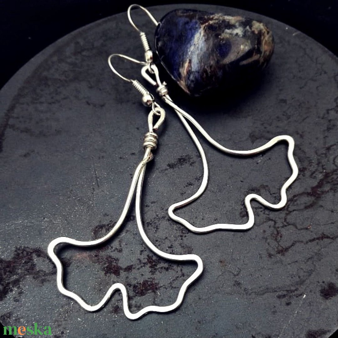 BeEql Silver ginkgo fülbevaló - ékszer - fülbevaló - lógó fülbevaló - Meska.hu