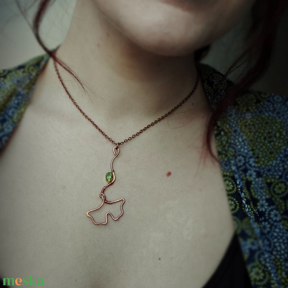 Olive ginkgo nyaklánc - ékszer - nyaklánc - medálos nyaklánc - Meska.hu