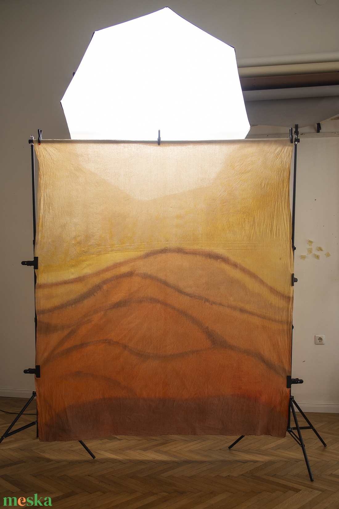 Narancssárga kézzel festett vászon háttér 160cm x200cm - baba - mama - babafotózás - babafotózási kellékek - Meska.hu