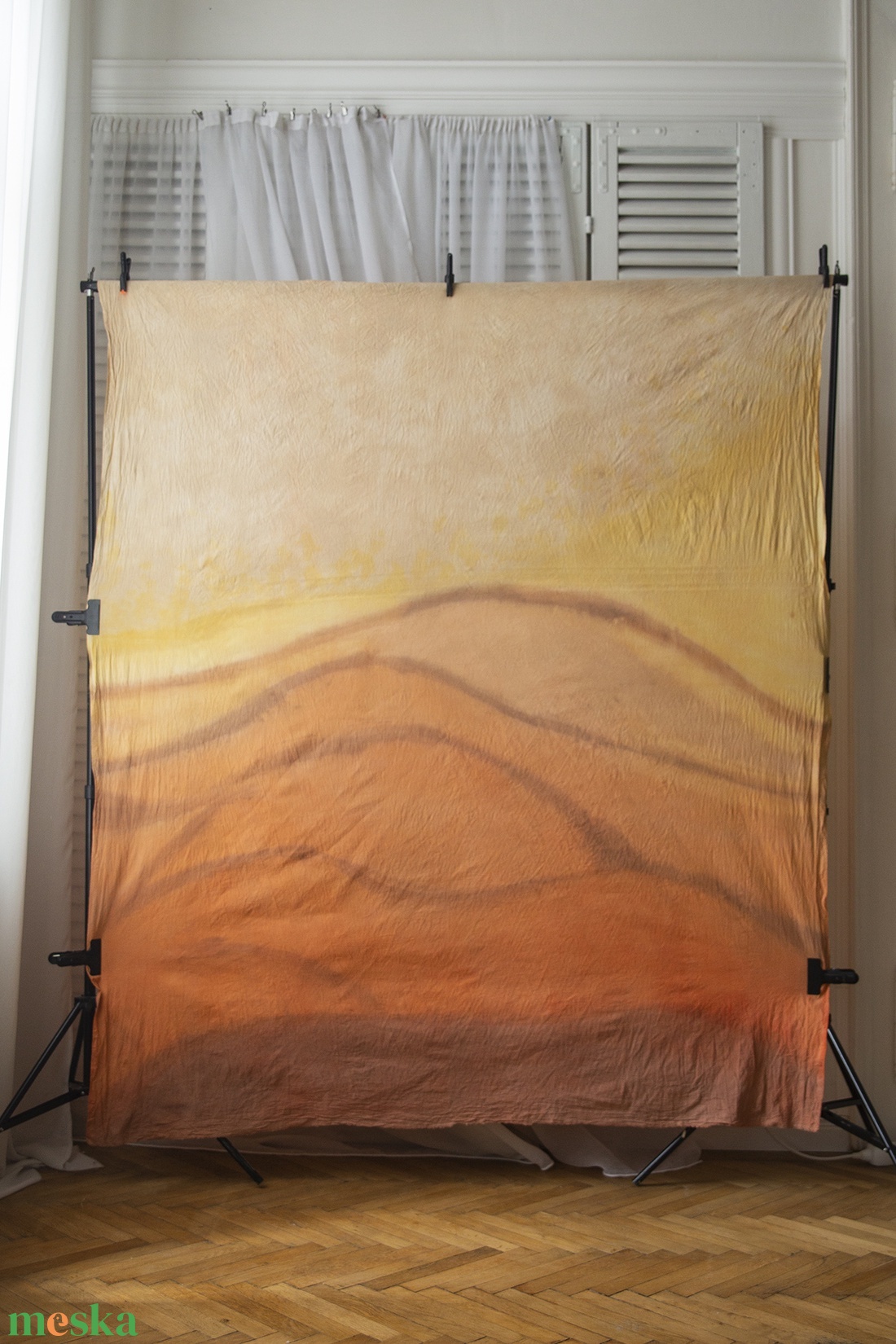 Narancssárga kézzel festett vászon háttér 160cm x200cm - baba - mama - babafotózás - babafotózási kellékek - Meska.hu