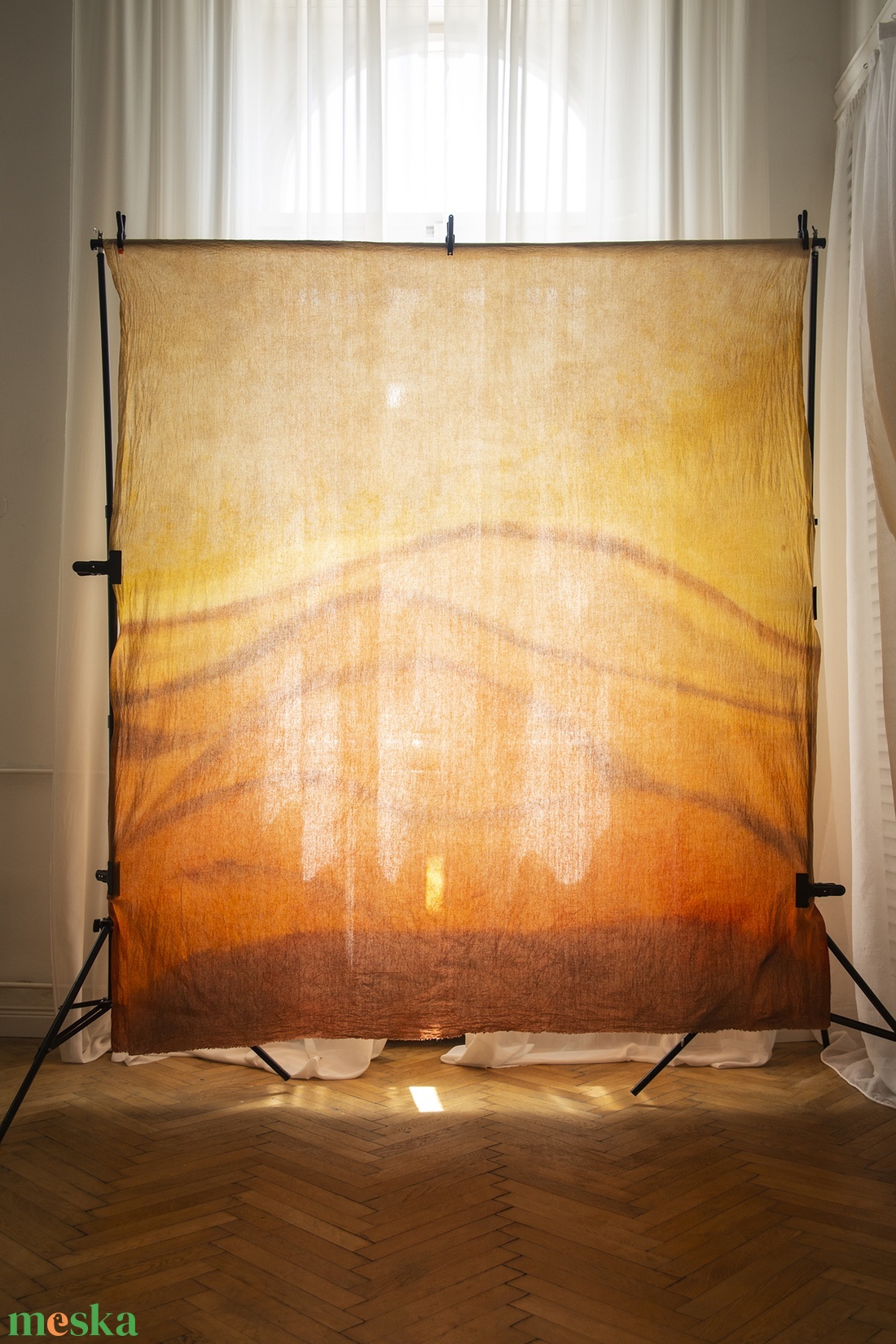 Narancssárga kézzel festett vászon háttér 160cm x200cm - baba - mama - babafotózás - babafotózási kellékek - Meska.hu