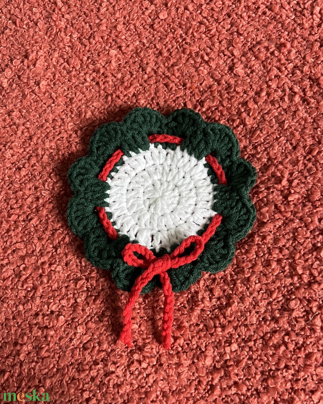 Karácsonyi poháralátét horgolt - otthon & életmód - konyhafelszerelés, tálalás - tálalás - tányér- és poháralátét - Meska.hu