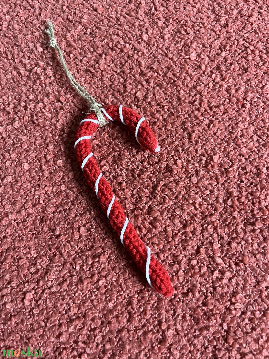 Fehér�piros nyalóka dísz � akasztható karácsonyi dekoráció - karácsony - karácsonyi lakásdekoráció - karácsonyfadíszek - Meska.hu