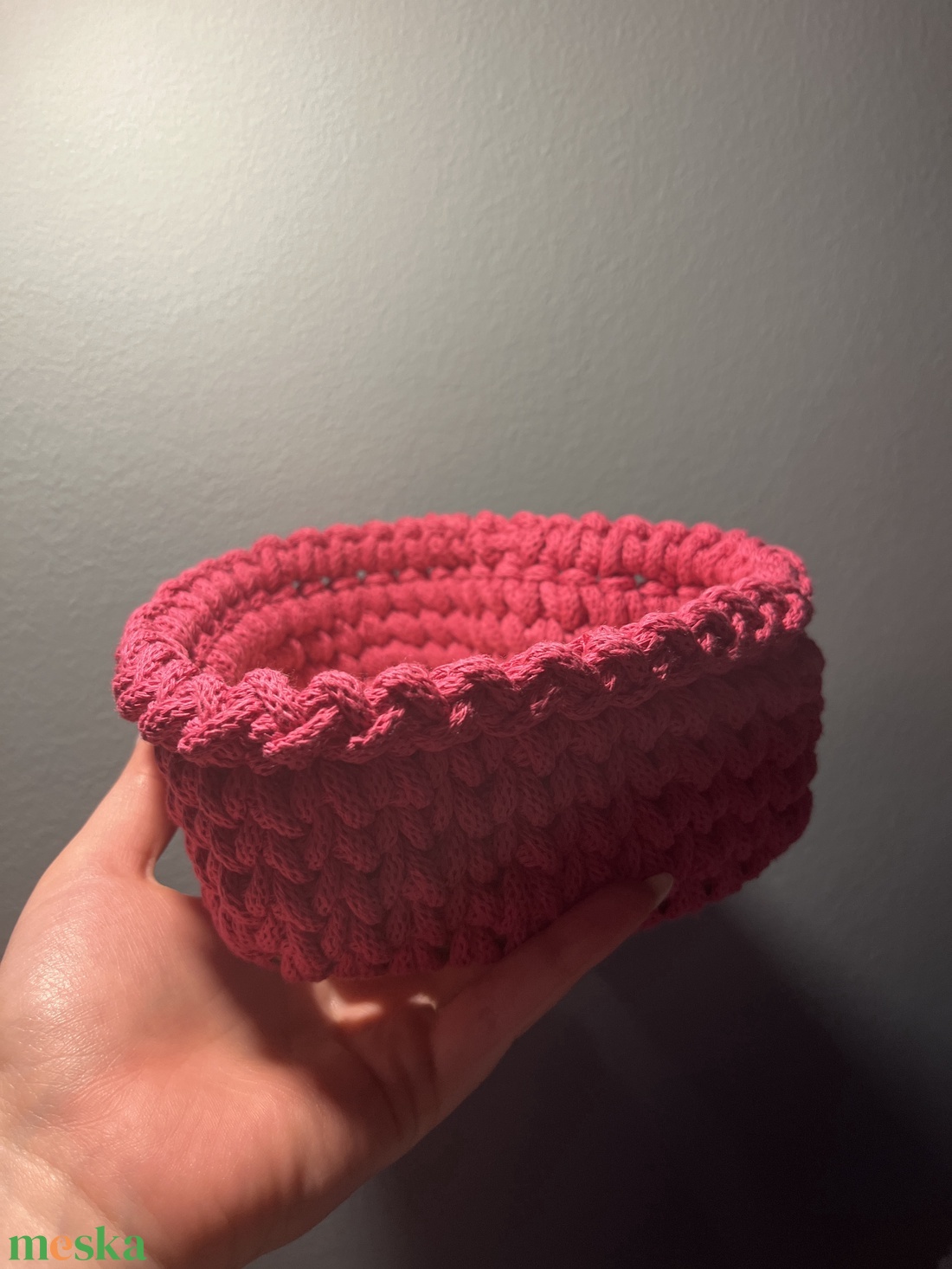 Horgolt szív alakú tároló - otthon & életmód - tárolás & rendszerezés - tárolókosár - Meska.hu