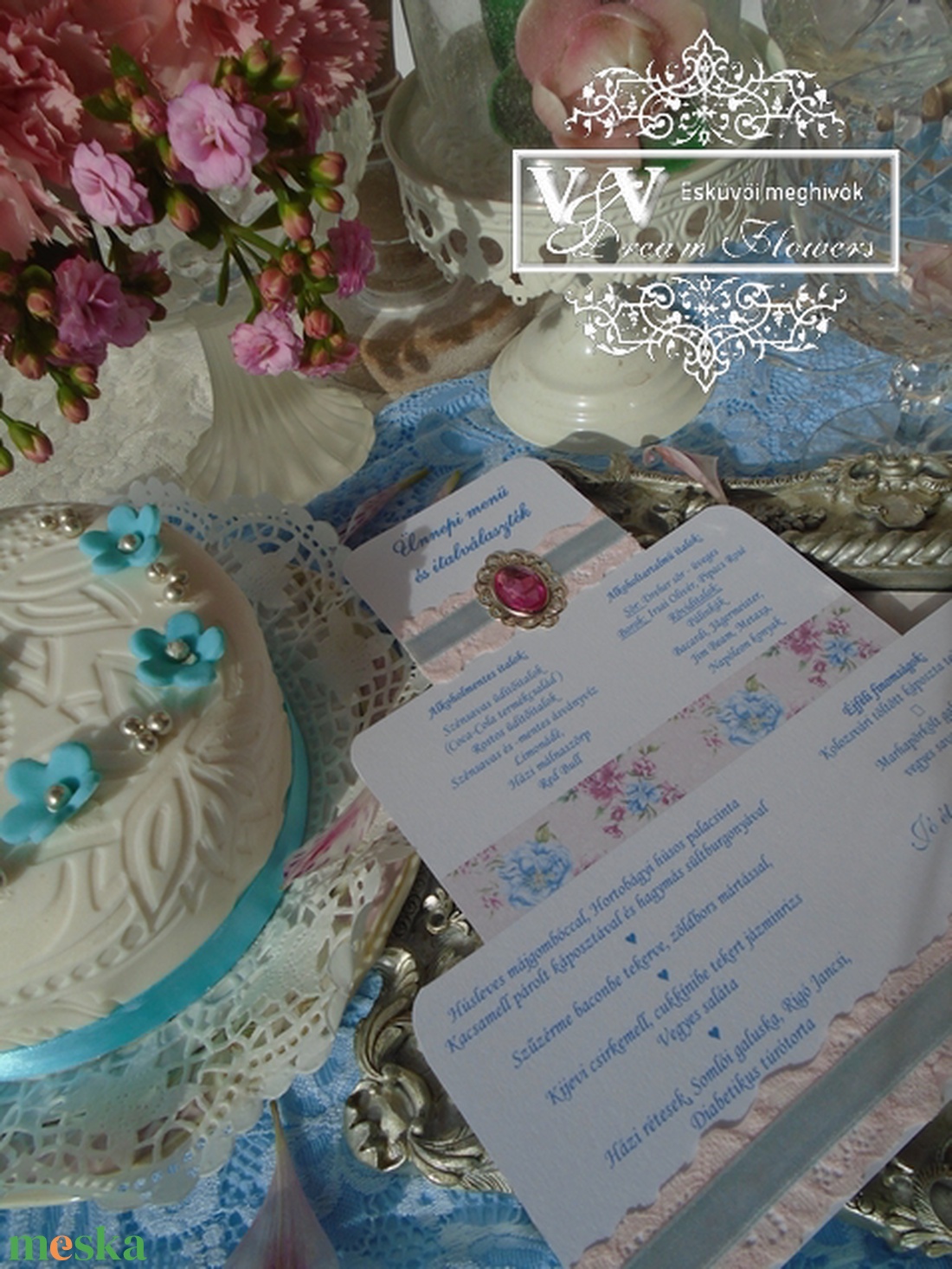 Esküvői menükártya torta formájú  - esküvő - meghívó & kártya - menü - Meska.hu
