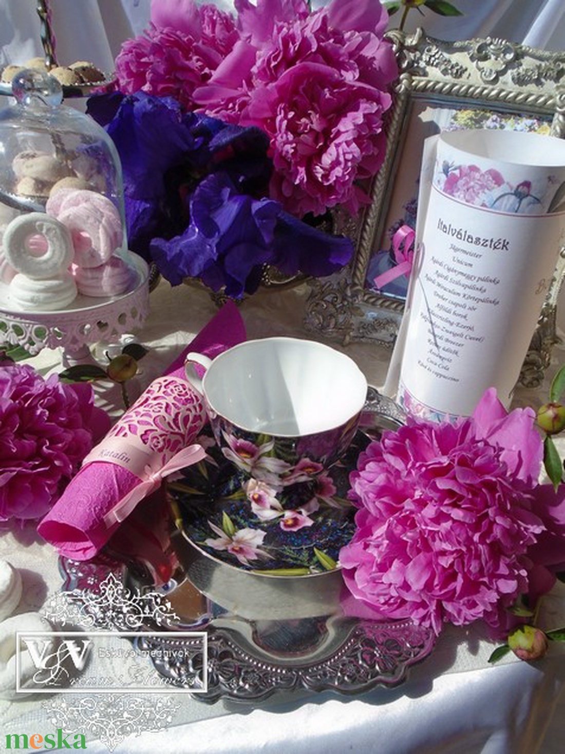 Esküvői menükártya henger pink lila virágos mintával - esküvő - meghívó & kártya - menü - Meska.hu Esküvői menükártya henger pink lila virágos mintával - esküvő - meghívó & kártya - menü - Meska.hu