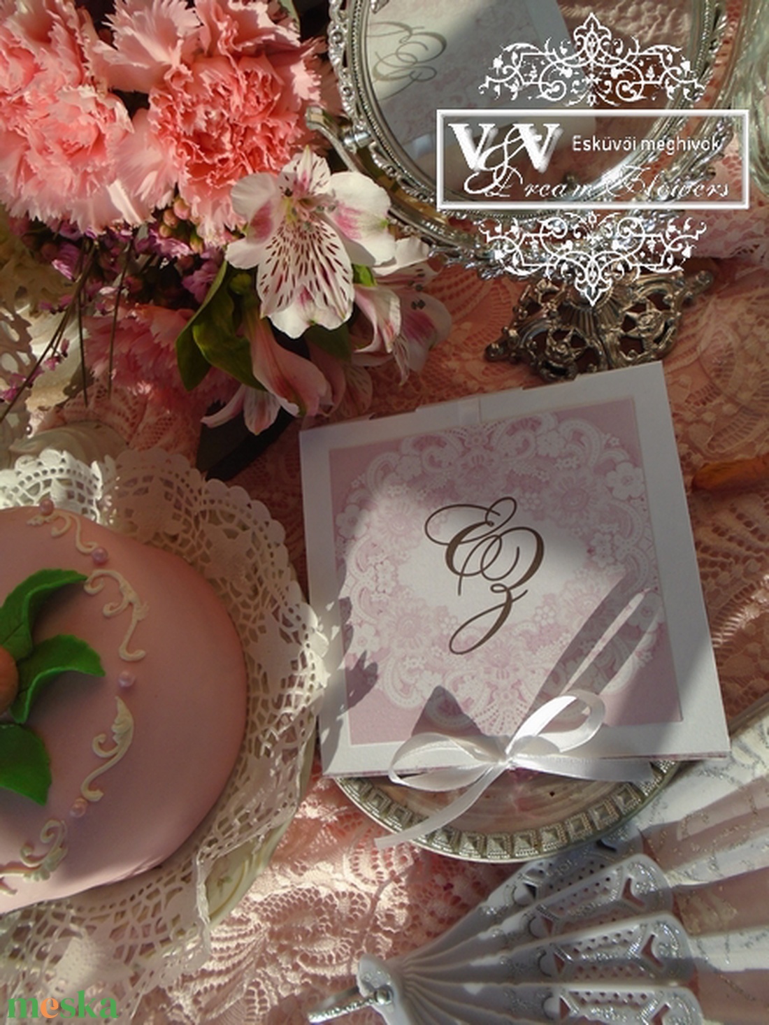 Kémcsöves esküvői meghívó monogrammal az elején - esküvő - meghívó & kártya - meghívó - Meska.hu