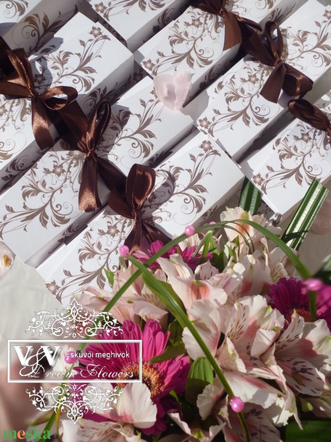 Kémcsöves esküvői meghívó díszdobozban barna színben - esküvő - meghívó & kártya - meghívó - Meska.hu