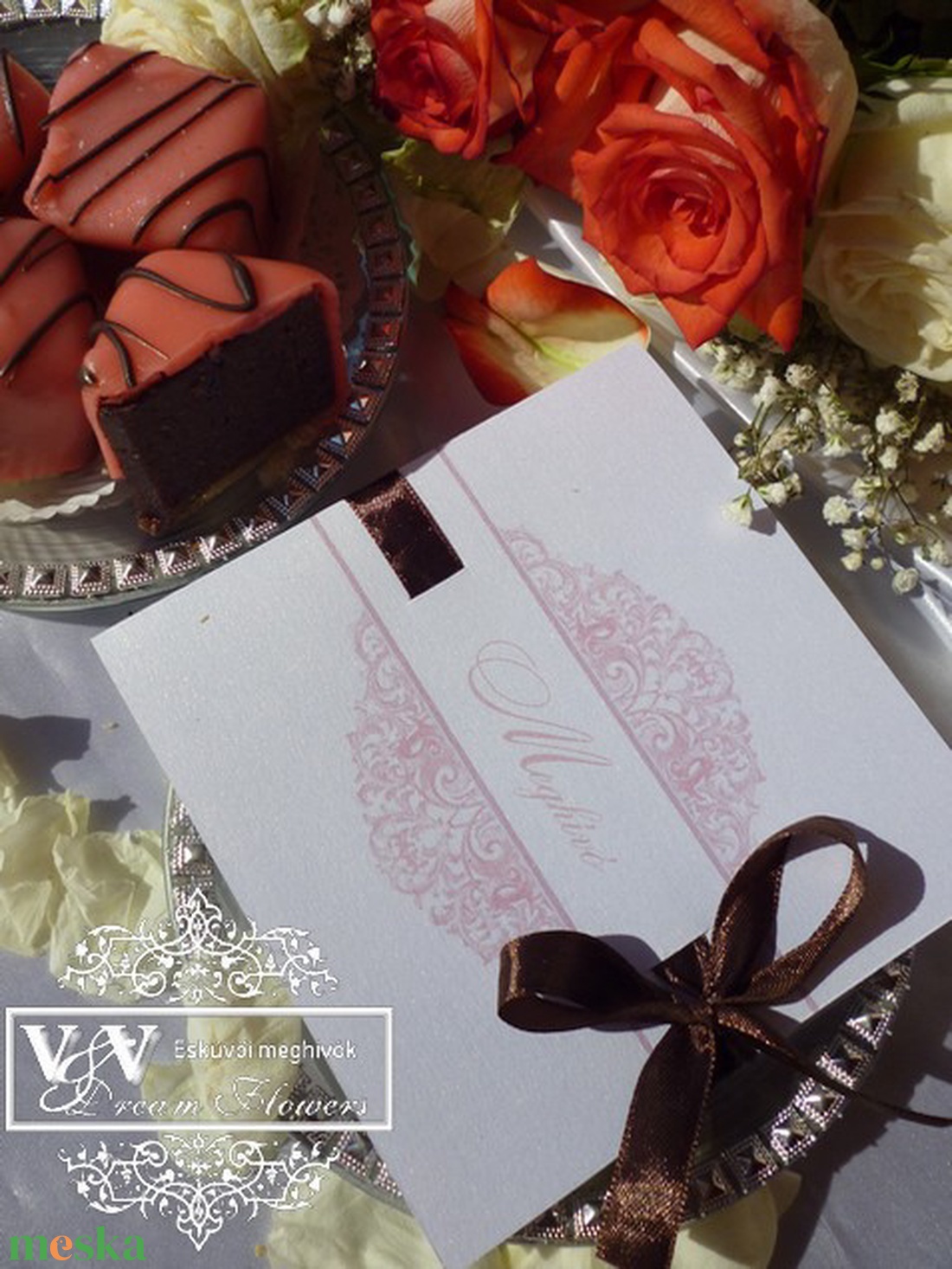 Esküvői meghívó kivehető kártyákkal barokk mintával - esküvő - meghívó & kártya - meghívó - Meska.hu