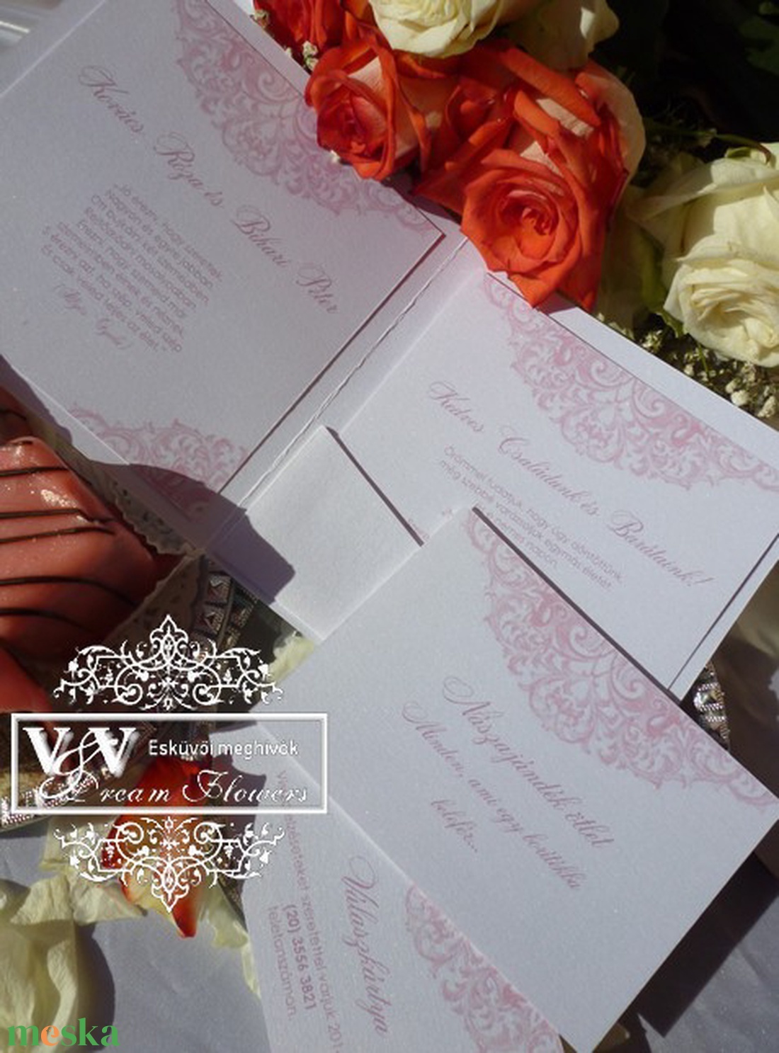Esküvői meghívó kivehető kártyákkal barokk mintával - esküvő - meghívó & kártya - meghívó - Meska.hu