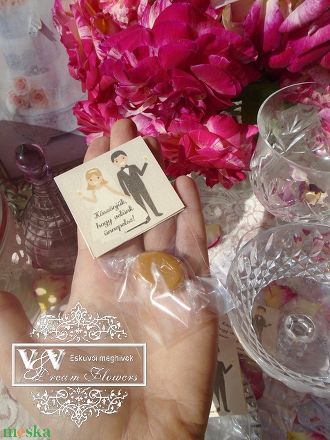 Esküvői köszönőajándék karamellás cukorka dísztasakban - esküvő - emlék & ajándék - köszönőajándék - Meska.hu