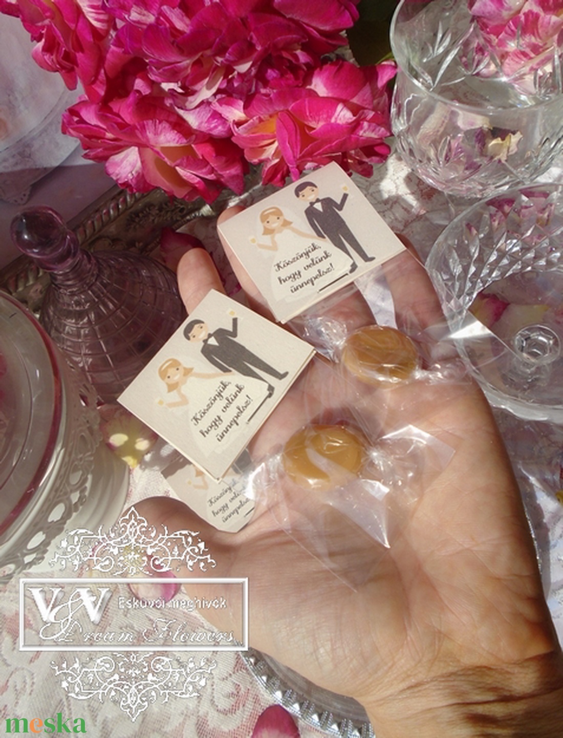 Esküvői köszönőajándék karamellás cukorka dísztasakban - esküvő - emlék & ajándék - köszönőajándék - Meska.hu