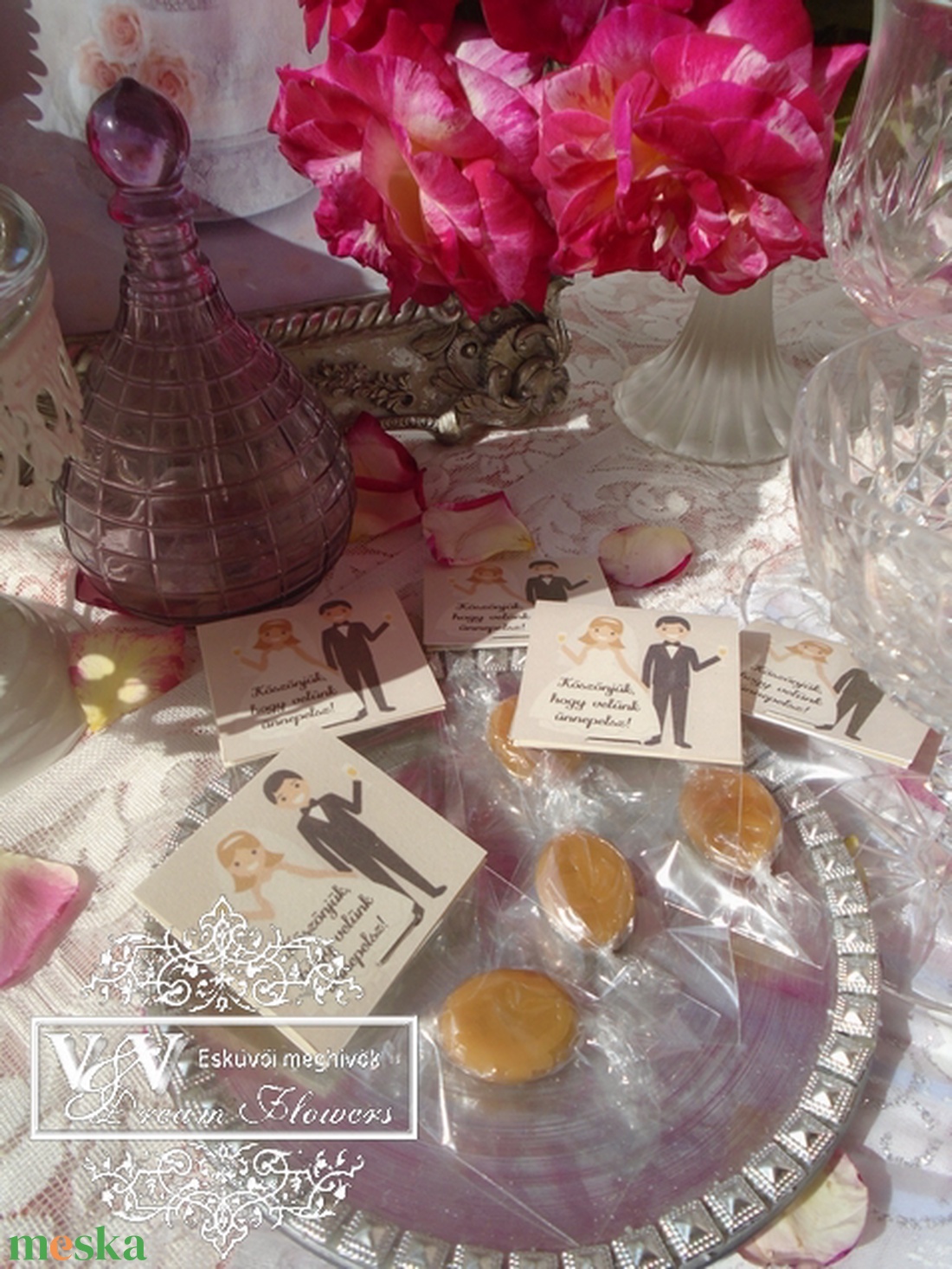Esküvői köszönőajándék karamellás cukorka dísztasakban - esküvő - emlék & ajándék - köszönőajándék - Meska.hu