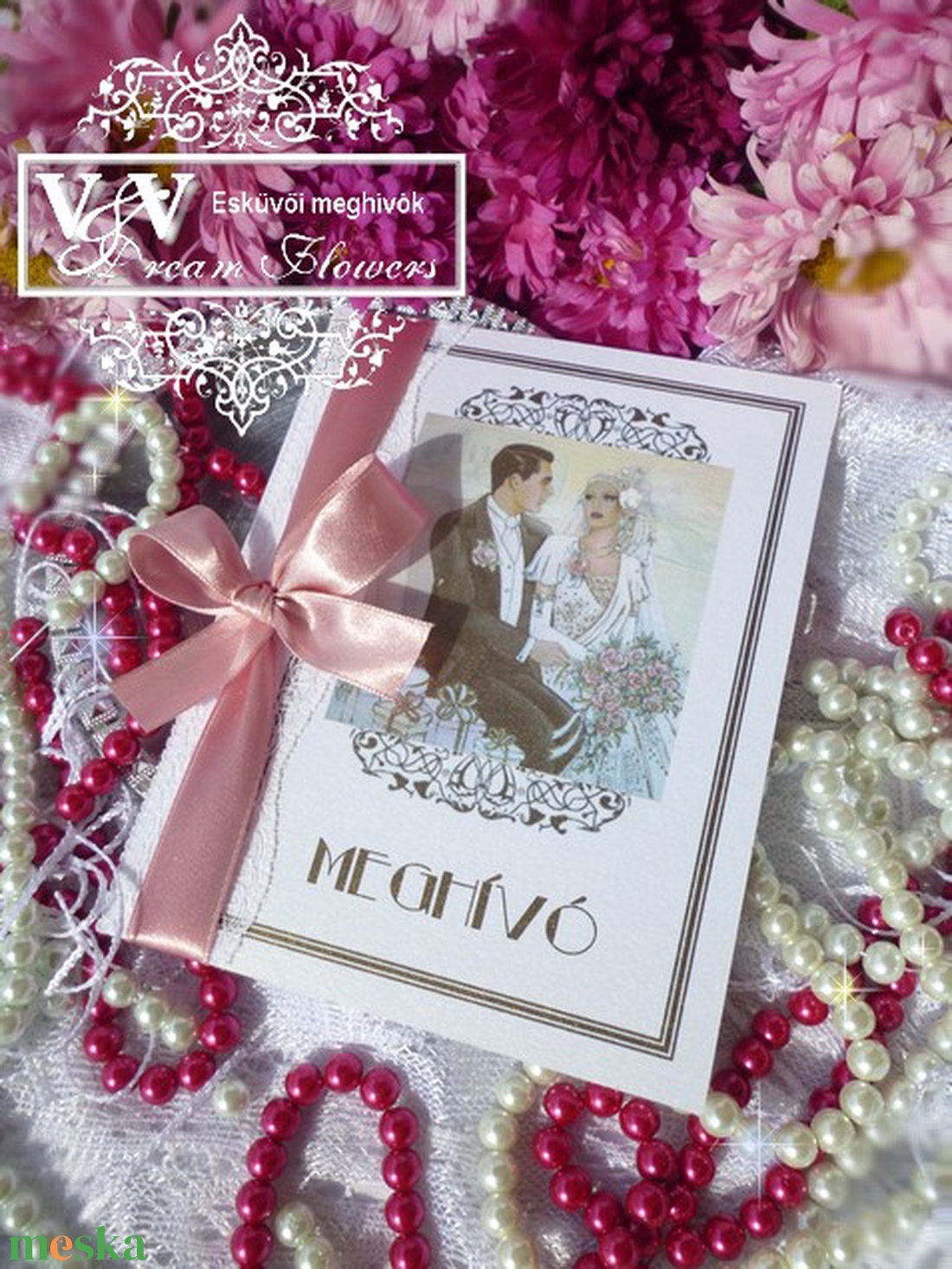 Esküvői meghívó Gatsby art deco stílusban csipkével és szalaggal - esküvő - meghívó & kártya - meghívó - Meska.hu Esküvői meghívó Gatsby art deco stílusban csipkével és szalaggal - esküvő - meghívó & kártya - meghívó - Meska.hu