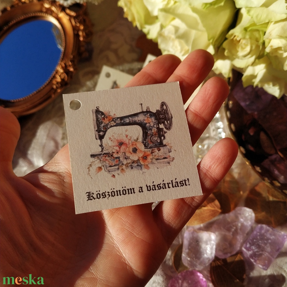 Köszönöm a vásárlást címke kézzel-géppel szívvel varrt termékekre - otthon & életmód - papír, írószer - ajándékozás kellékei - ajándékkísérő - Meska.hu