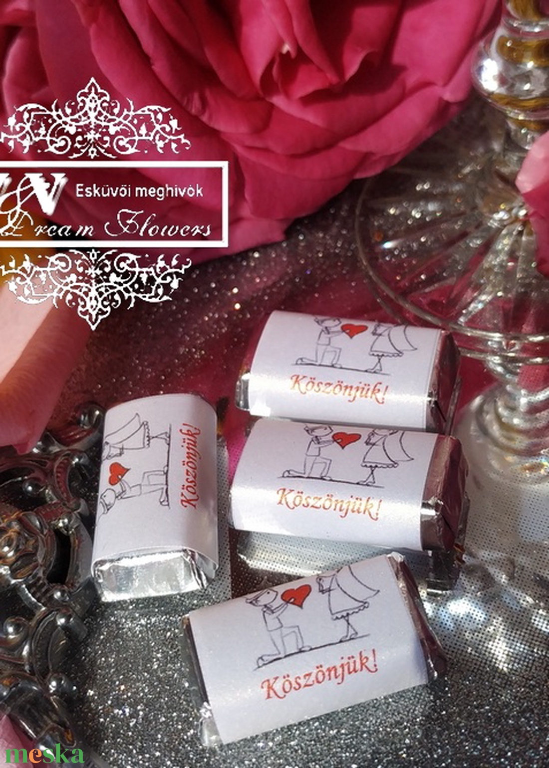 Esküvői csoki köszönetajándék, vidám mini csoki köszönőajándék, vendégajándék eljegyzésre cuki romantikus emberkékkel - esküvő - emlék & ajándék - köszönőajándék - Meska.hu