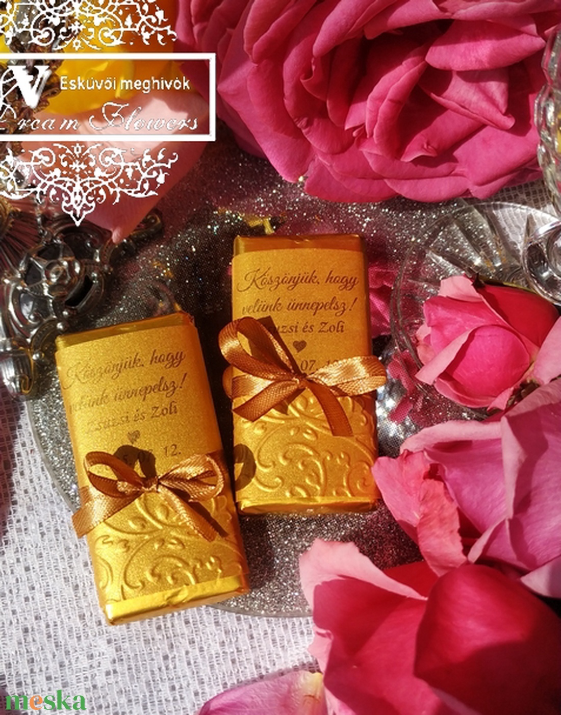 Csokoládé köszönőajándék arany domborított mintás díszpapírral arany szalaggal 8x4 cm - esküvő - emlék & ajándék - köszönőajándék - Meska.hu Csokoládé köszönőajándék arany domborított mintás díszpapírral arany szalaggal 8x4 cm - esküvő - emlék & ajándék - köszönőajándék - Meska.hu