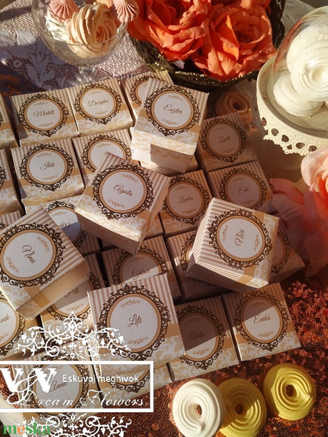 Bridgerton stílusú esküvői köszönetajándék dobozka csokigolyóval regency, barokk vagy western esküvőre - esküvő - emlék & ajándék - köszönőajándék - Meska.hu