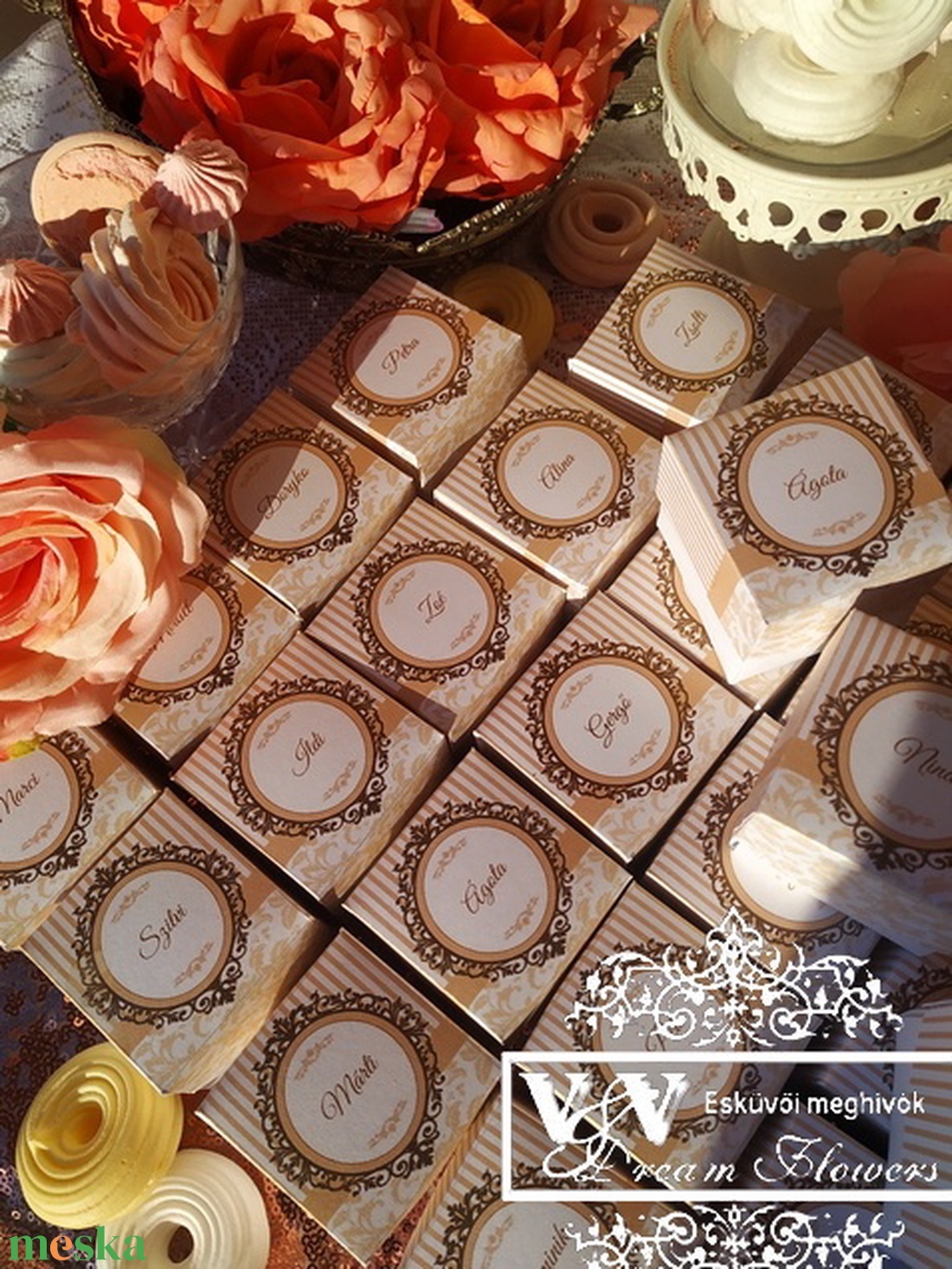 Bridgerton stílusú esküvői köszönetajándék dobozka csokigolyóval regency, barokk vagy western esküvőre - esküvő - emlék & ajándék - köszönőajándék - Meska.hu