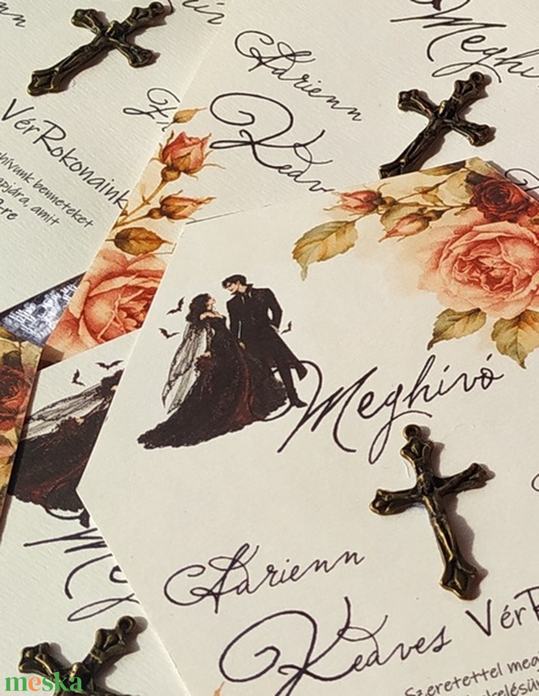 Koporsó alakú esküvői meghívó csipkével Goth, vámpír, gótikus, Halloween, dark, alternative esküvőkre  - esküvő - meghívó & kártya - meghívó - Meska.hu