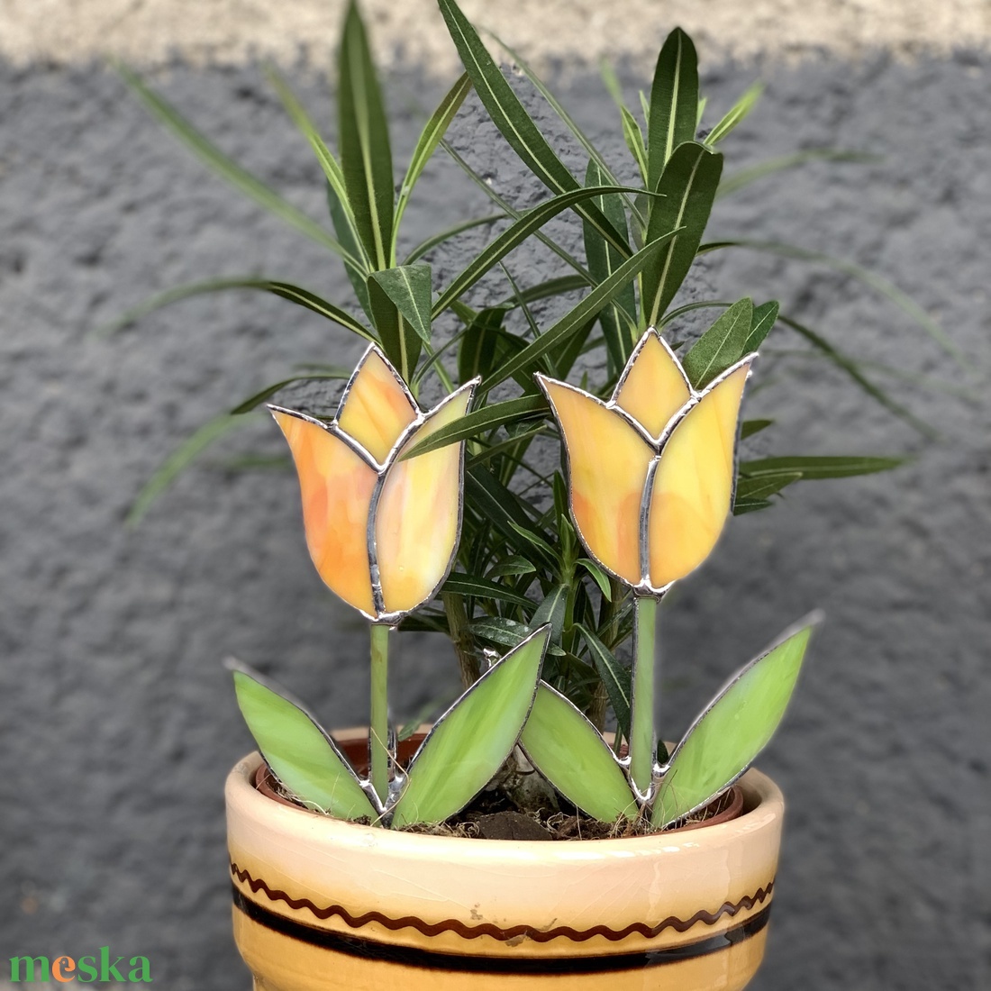 Üveg Tulipán - Fényáteresztő színes üveg - Tiffany - Sárga - otthon & életmód - dekoráció - dísztárgy - Meska.hu Üveg Tulipán - Fényáteresztő színes üveg - Tiffany - Sárga - otthon & életmód - dekoráció - dísztárgy - Meska.hu
