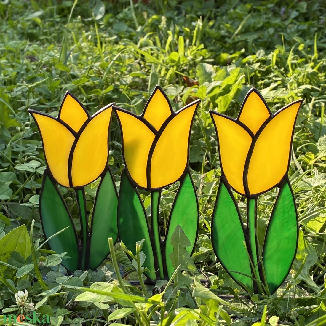 Üveg Tulipán - Sárga 1 - otthon & életmód - virágdekoráció - virágok - virágcsokor - Meska.hu