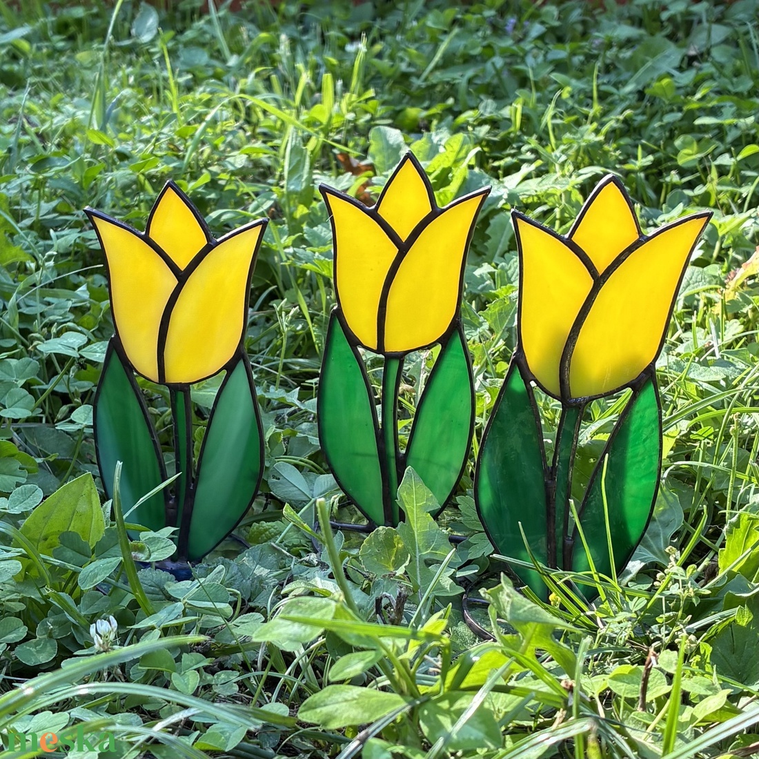 Üveg Tulipán - Sárga 3 - otthon & életmód - virágdekoráció - virágok - virágcsokor - Meska.hu
