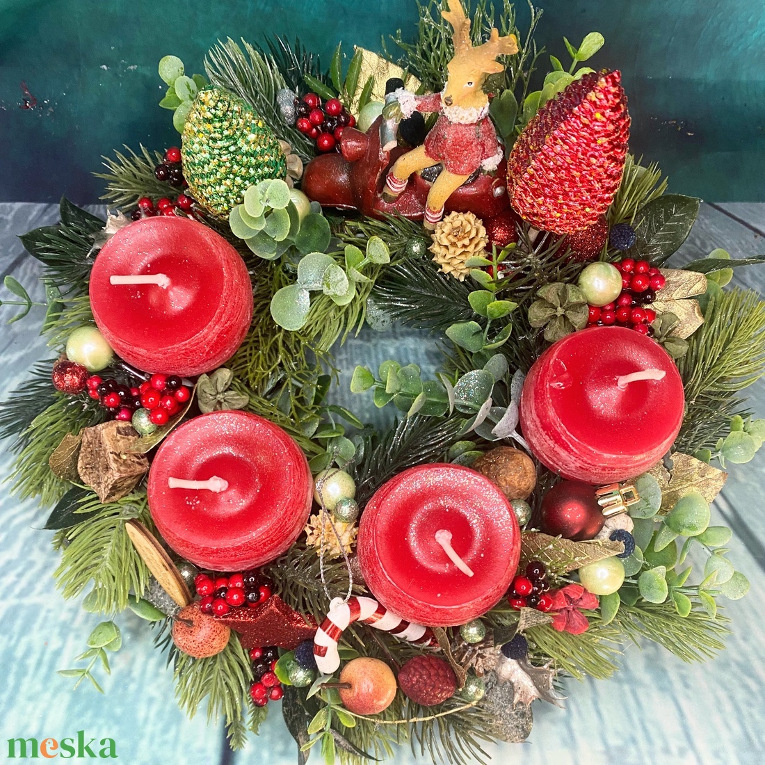 Motoros rénszarvas Adventi koszorú asztaldísz - karácsony - adventi díszek - adventi koszorú - Meska.hu Motoros rénszarvas Adventi koszorú asztaldísz - karácsony - adventi díszek - adventi koszorú - Meska.hu