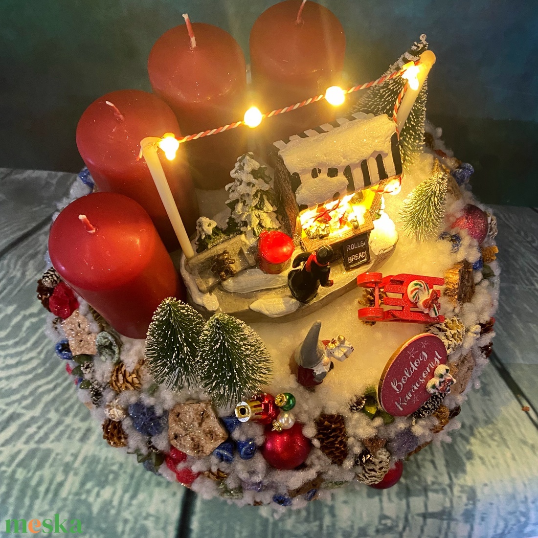 Világítós! Karácsonyi falu Adventi koszorú asztaldísz - karácsony - adventi díszek - adventi koszorú - Meska.hu Világítós! Karácsonyi falu Adventi koszorú asztaldísz - karácsony - adventi díszek - adventi koszorú - Meska.hu