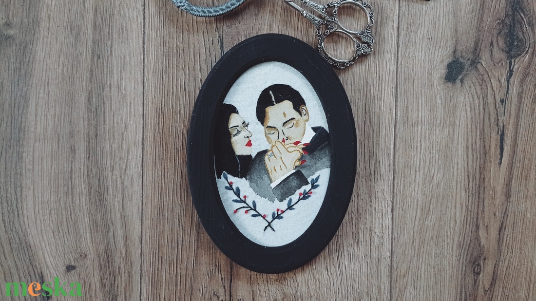 Addams Family festett falikép - Morticia és Gomez fali dekoráció  - otthon & lakás - dekoráció - kép & falikép - vászonkép - Meska.hu