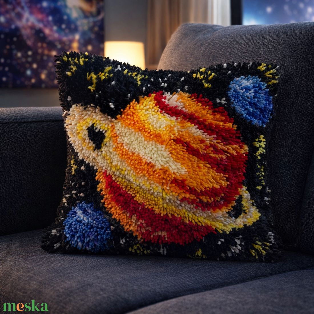 Kézzel készített subázott párnahuzat � kozmikus bolygó minta (40�40 cm) - otthon & életmód - lakástextil - párna & párnahuzat - díszpárnahuzat - Meska.hu