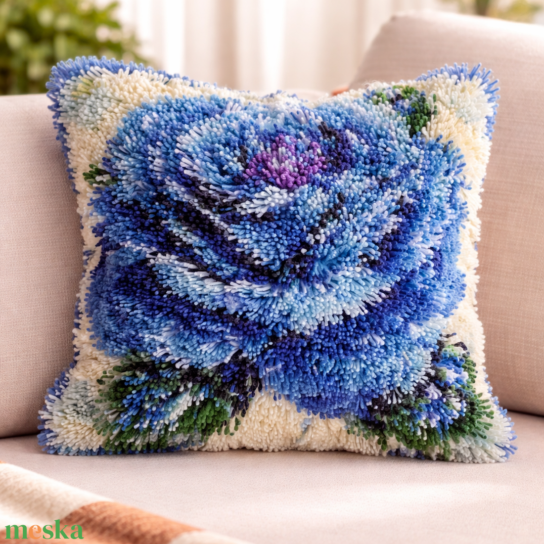 Kék rózsa subás párna � Eladó! - otthon & életmód - lakástextil - párna & párnahuzat - díszpárna (belsővel együtt) - Meska.hu