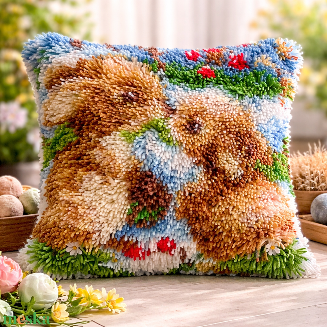 Kézzel készült nyuszis suba párnahuzat - otthon & életmód - lakástextil - párna & párnahuzat - díszpárna (belsővel együtt) - Meska.hu