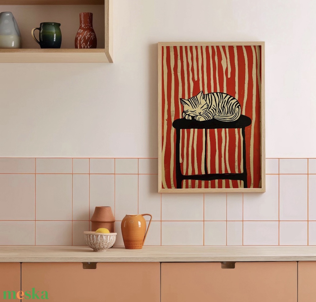 Alvó cica poszter � nyugodt, meghitt falikép, 42�30 cm - otthon & életmód - dekoráció - kép & falikép - poszter - Meska.hu