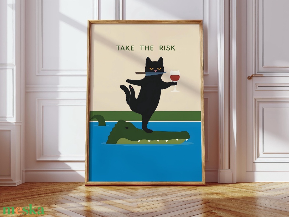 Take the risk macskás poszter � motiváló falikép, 42�30 cm - otthon & életmód - dekoráció - kép & falikép - poszter - Meska.hu