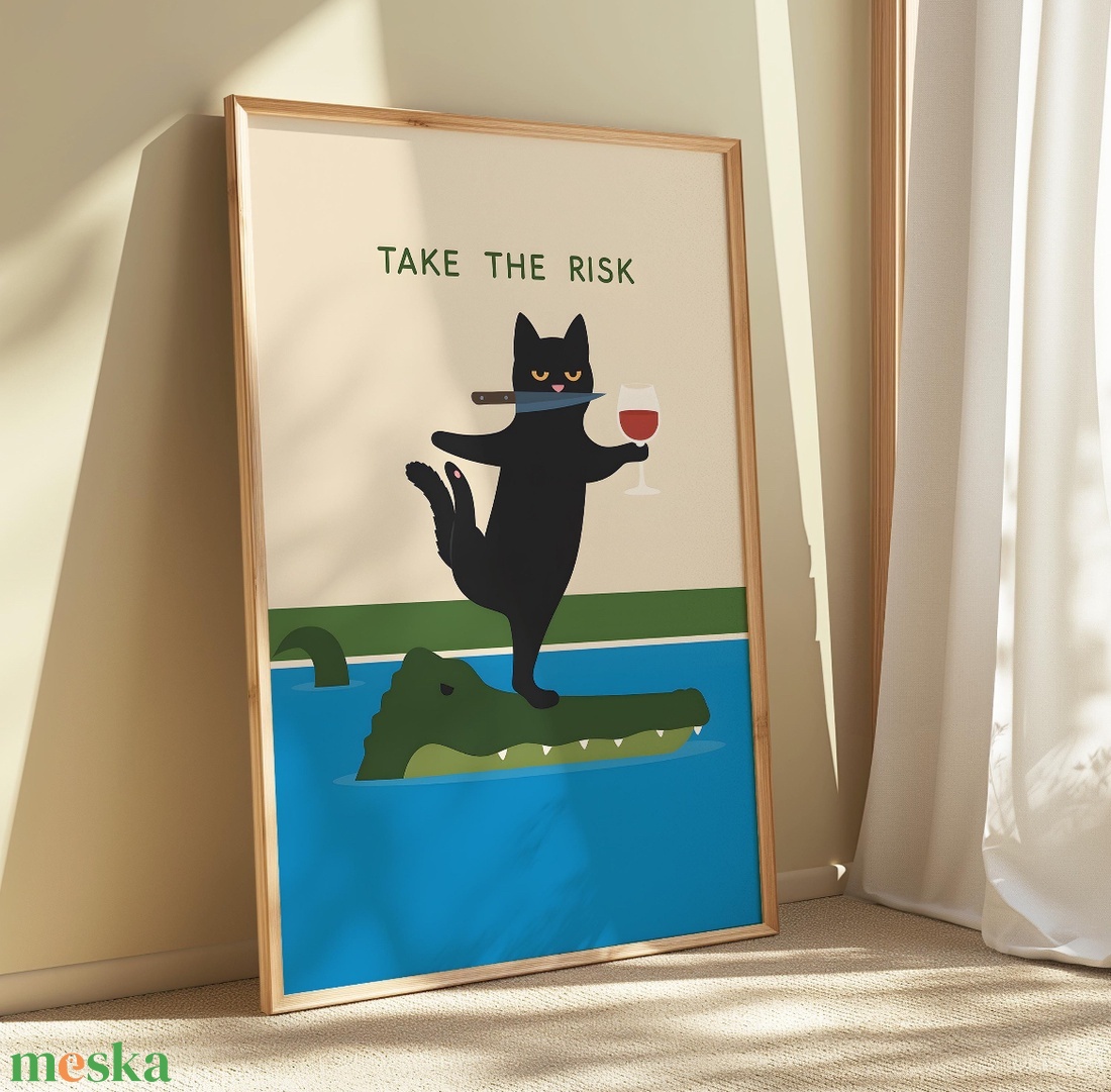 Take the risk macskás poszter � motiváló falikép, 42�30 cm - otthon & életmód - dekoráció - kép & falikép - poszter - Meska.hu